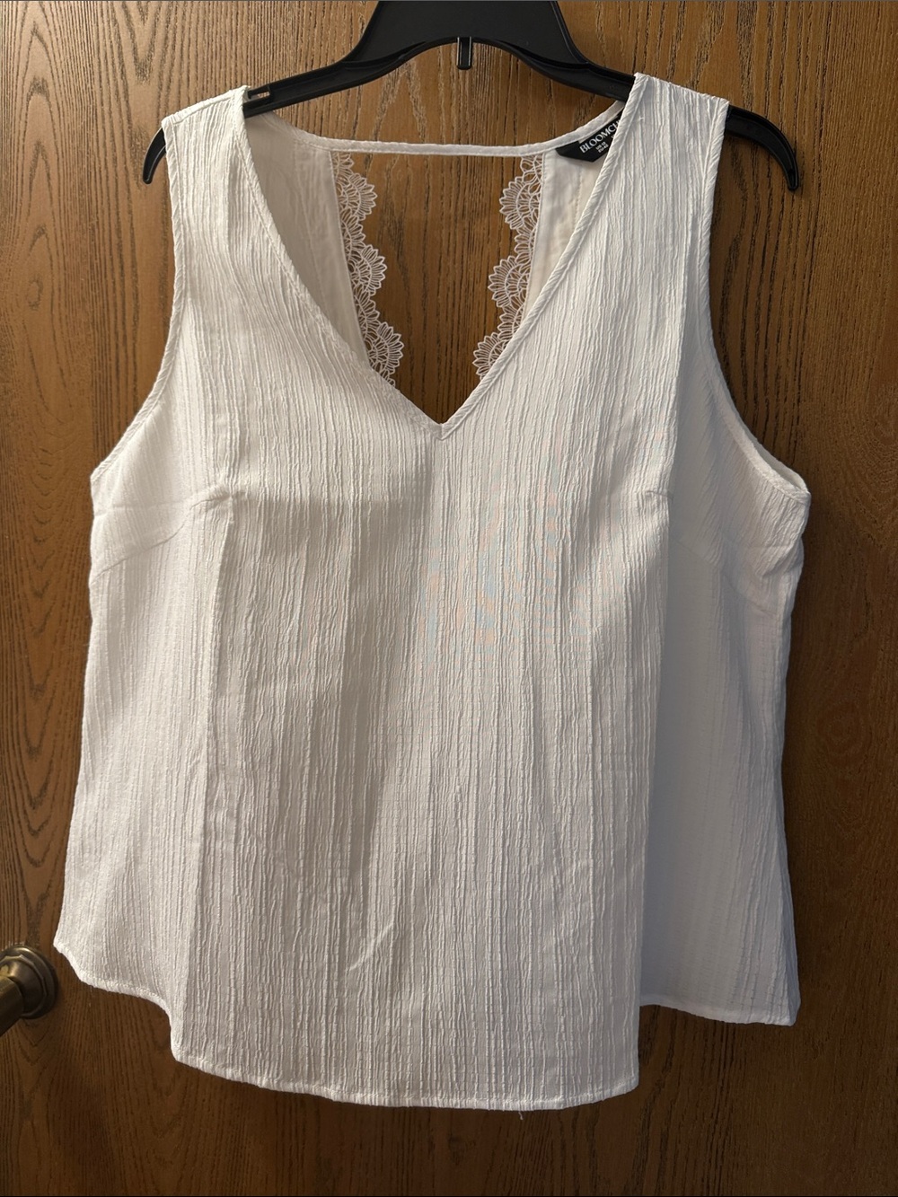 BloomChic White Sleeveless V-Neck Lace-Back Tank